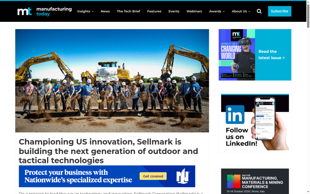 Manufacturing Today article: Championing US innovation, Sellmark is building the next generation of outdoor and tactical technologies